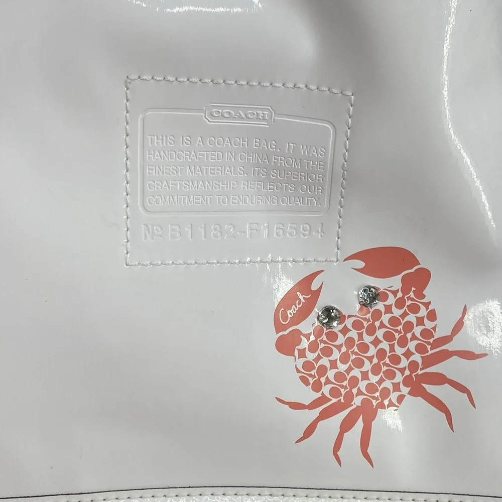 Coach XL Beach North/South Tote Bag 16594 Crab Seahorse‎ w/ Matching Pouch - Picture 12 of 16
